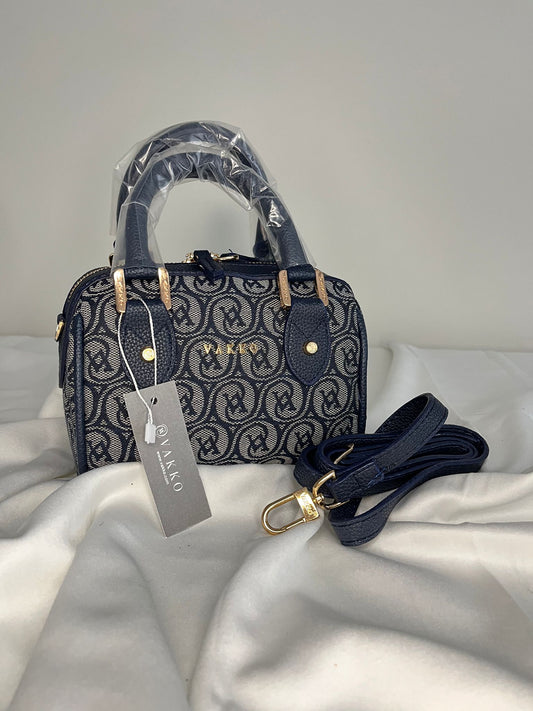 VAKKO Monogram Desenli Lacivert El & Omuz Çantası (Askılı Model)