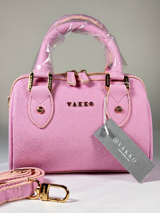VAKKO Monogram Desenli pembe El & Omuz Çantası (Askılı Model)